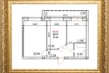 2-к квартира, 63,7 м², 3/8 эт.